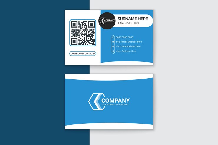 Vector plantilla de tarjeta de visita limpia y azul