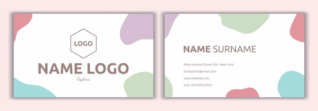 Plantilla de tarjeta de visita lista para imprimir con color pastel tarjeta de visita creativa moderna y tarjeta de presentación diseño de plantilla limpio simple horizontal diseño de restaurante cafetería o boutique elementos de marca