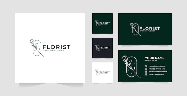 Plantilla de tarjeta de visita y logotipo botánico o floral