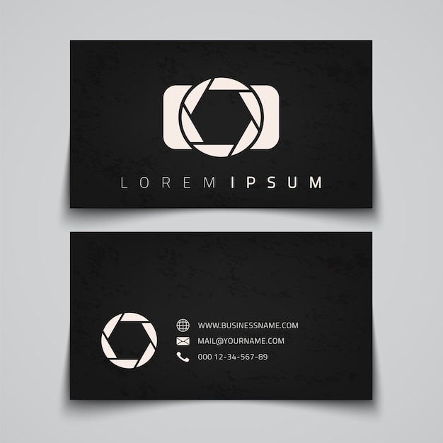 Plantilla de tarjeta de visita. Logotipo conceptual de la cámara. ilustración