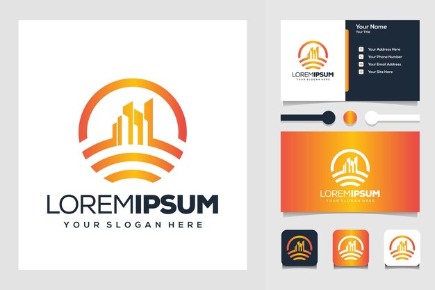 plantilla de tarjeta de visita de logotipo moderno de edificio de granja