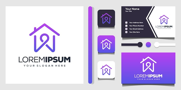 Vector plantilla de tarjeta de visita con logotipo moderno de pin house