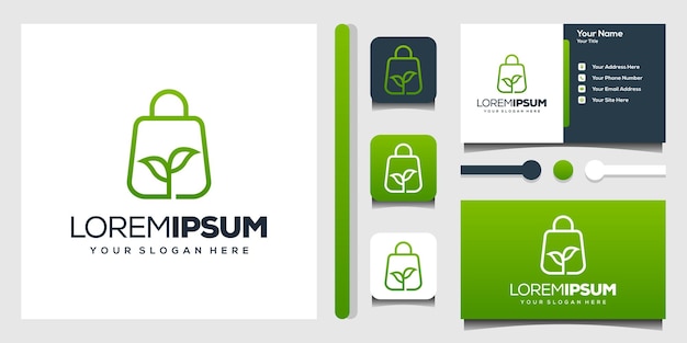 Vector plantilla de tarjeta de visita con logotipo moderno de tienda y leafe