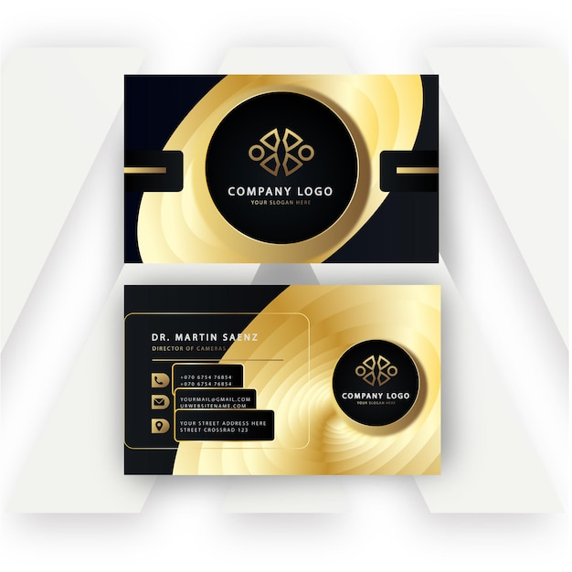 Plantilla de tarjeta de visita de lujo diseño de tarjeta de visita moderna de hoja de oro