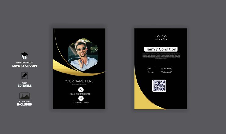 plantilla de tarjeta de visita de lujo con formas doradas