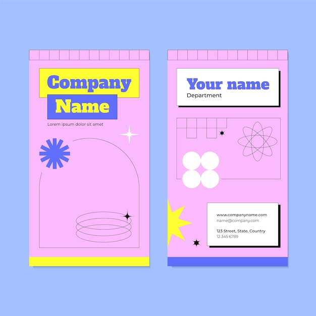 Plantilla de tarjeta de visita de moda en estilo y2k Plantilla de diseño de vector plano