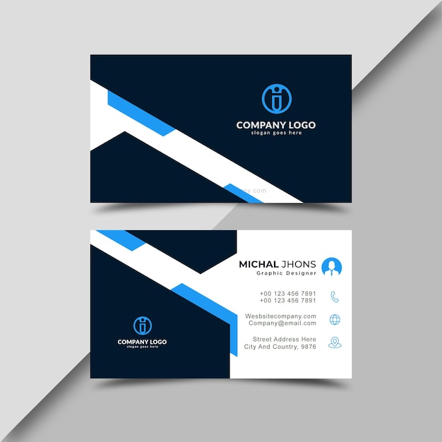Plantilla de tarjeta de visita moderna azul elegante