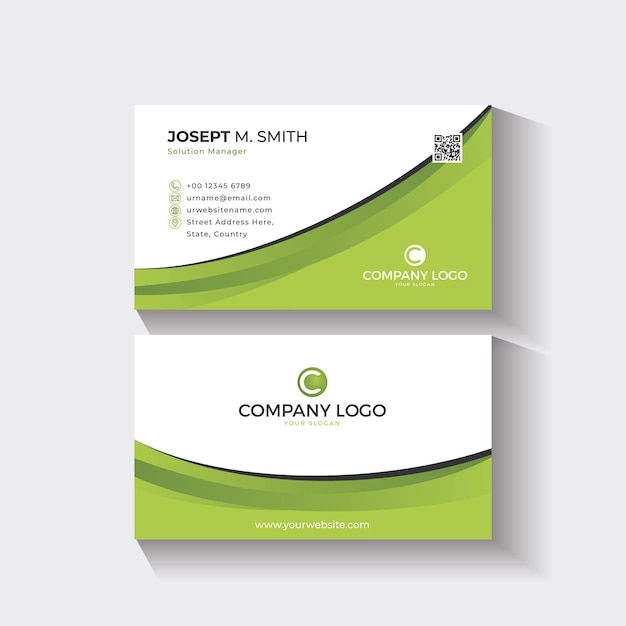 Plantilla de tarjeta de visita moderna blanca verde