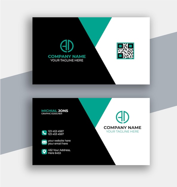 Plantilla de tarjeta de visita moderna, creativa y limpia de vector