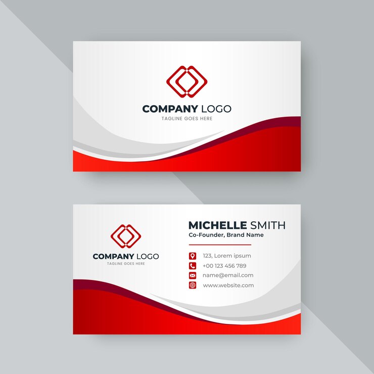 Vector plantilla de tarjeta de visita moderna elegante roja y gris
