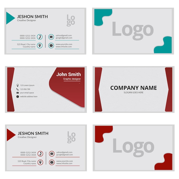 Plantilla de tarjeta de visita moderna de estilo limpio simple, tarjeta de visita creativa de doble cara