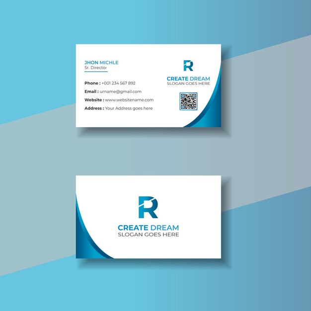 Plantilla de tarjeta de visita moderna de estilo profesional de vector libre, negocio elegante moderno de vector libre