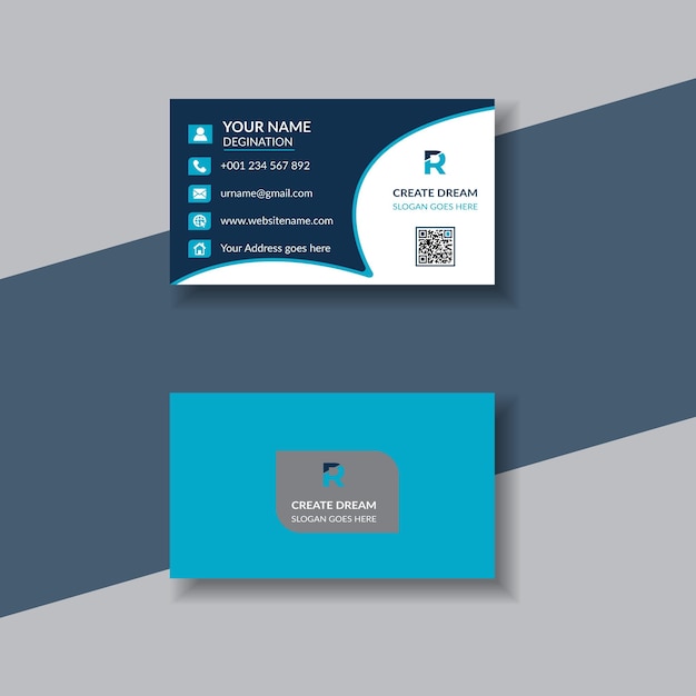 Plantilla de tarjeta de visita moderna de estilo profesional de vector libre, negocio elegante moderno de vector libre