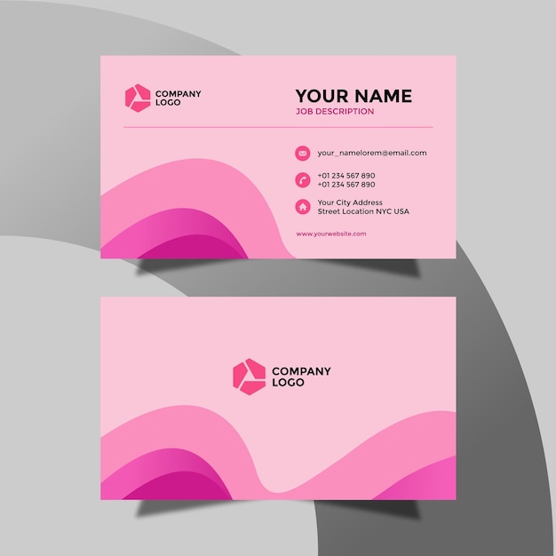 Plantilla de tarjeta de visita moderna y profesional con tema rosa y morado Archivo PSD Gratis