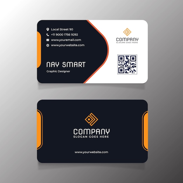 Plantilla de tarjeta de visita naranja con código QR