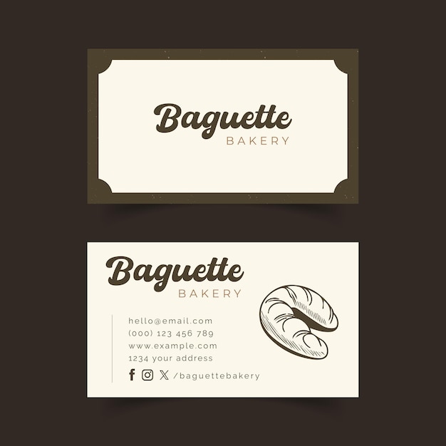 plantilla de tarjeta de visita de la panadería Baguette