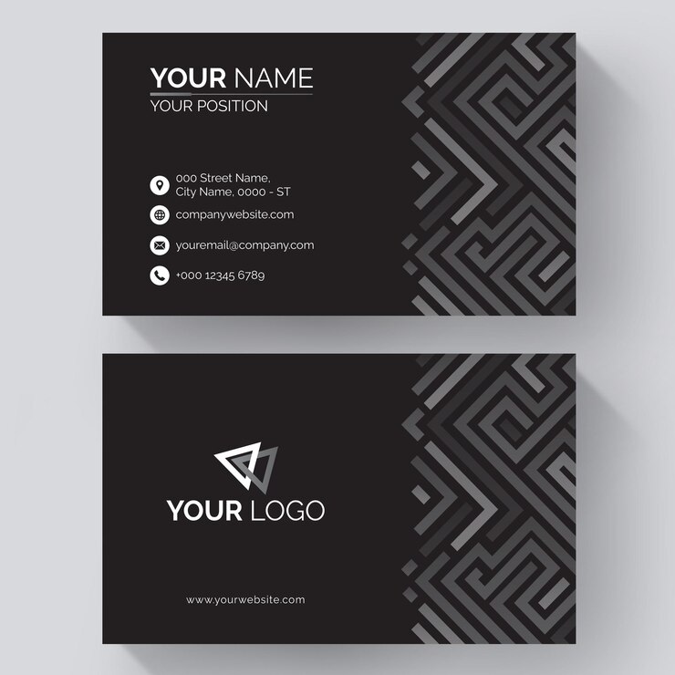 Vector plantilla de tarjeta de visita de patrón blanco y negro