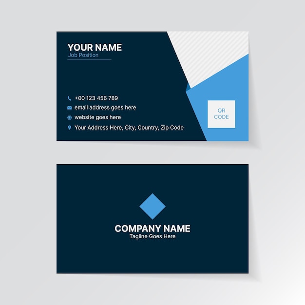 Plantilla de tarjeta de visita plana y creativa Diseño de tarjeta de visita azul