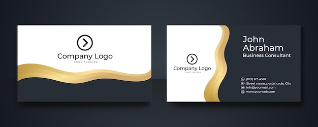 Plantilla de tarjeta de visita premium dorada geométrica. plantilla de diseño de tarjeta de visita de lujo en negro y dorado con líneas geométricas art deco de oro.