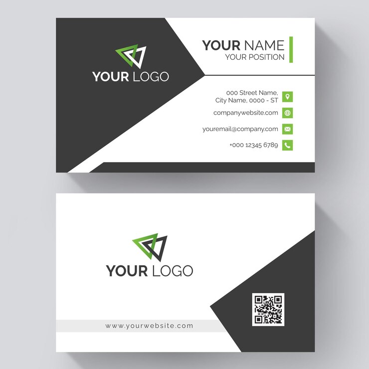 plantilla de tarjeta de visita profesional con color negro o verde