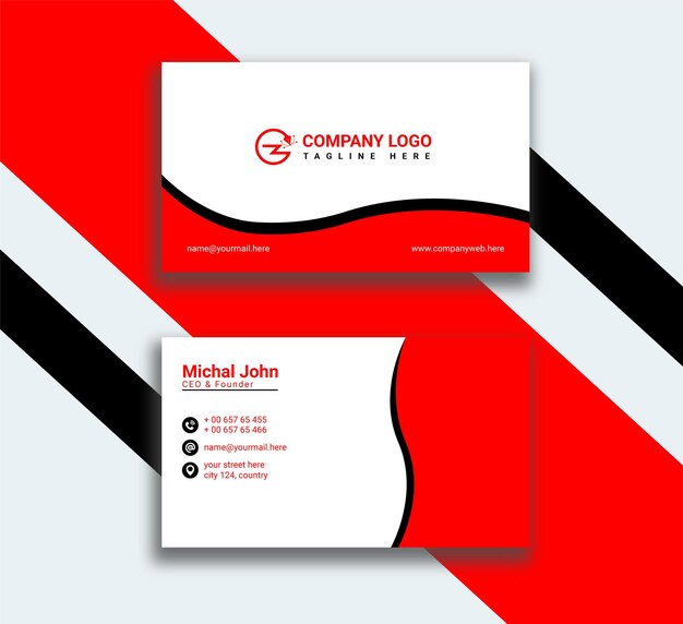 Plantilla de tarjeta de visita profesional limpia Vector Premium