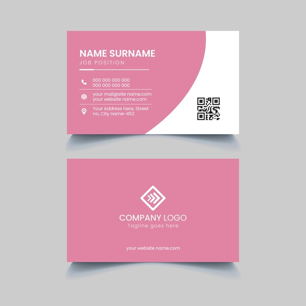 plantilla de tarjeta de visita rosa limpia moderna profesional