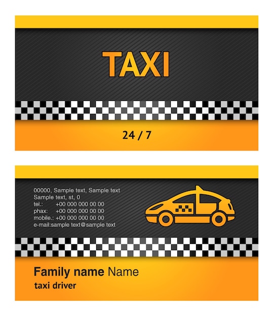 Vector plantilla de tarjeta de visita para taxi