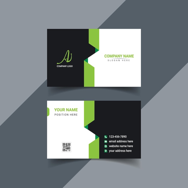 plantilla de tarjeta de visita vector profesional moderno sencillo único negro y verde