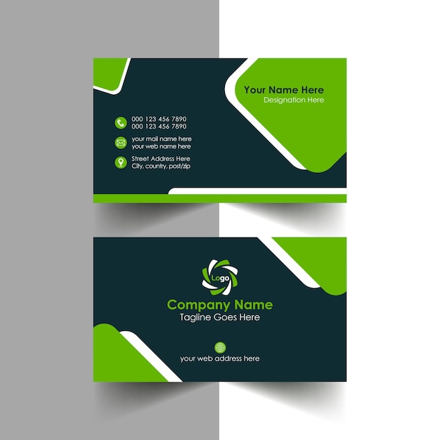 Plantilla de tarjeta de visita verde minimalista de vector libre tarjeta de visita moderna