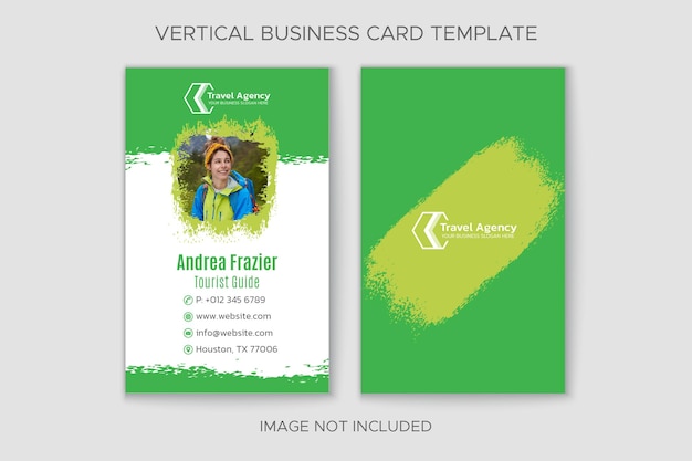 Plantilla de tarjeta de visita vertical de agencia de viajes