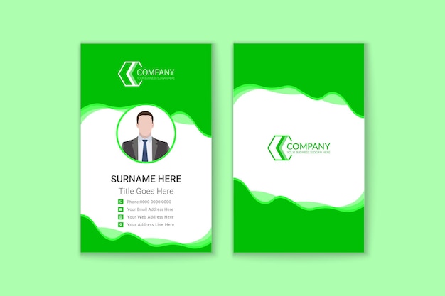 Plantilla de tarjeta de visita vertical corporativa verde