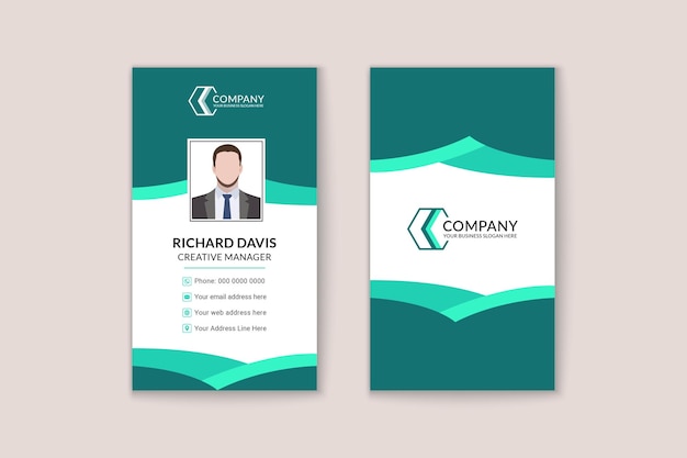 Plantilla de tarjeta de visita vertical creativa profesional simple
