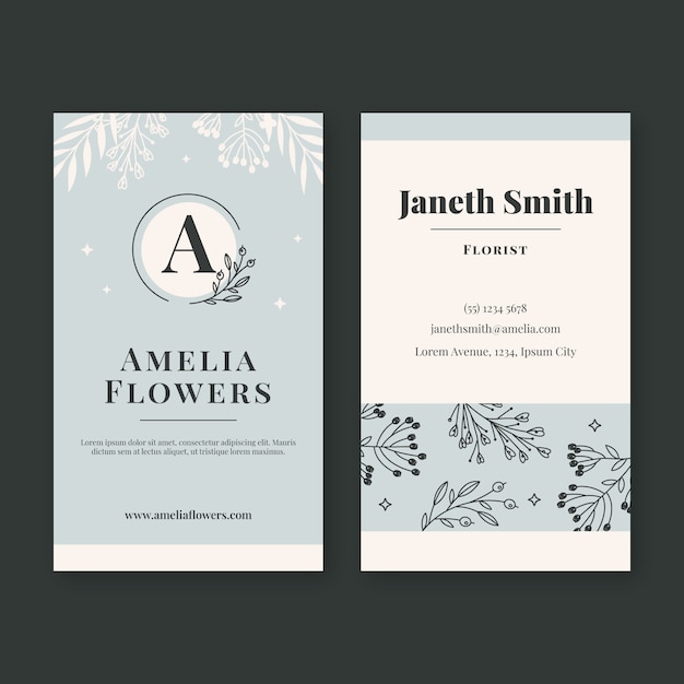 Plantilla de tarjeta de visita vertical de floristería