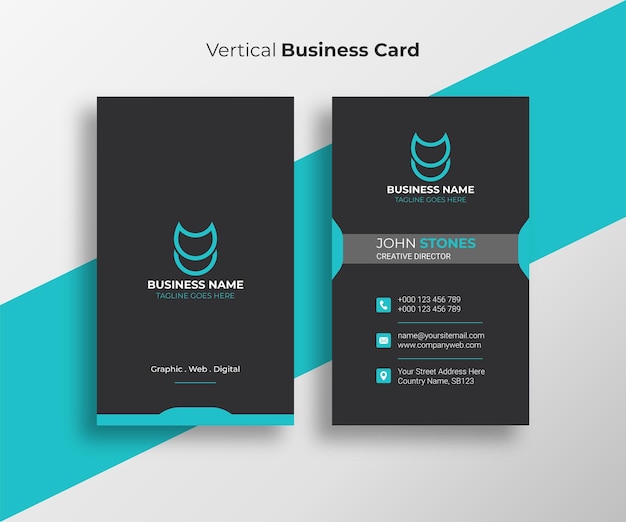 Plantilla de tarjeta de visita vertical moderna con tarjeta de identificación