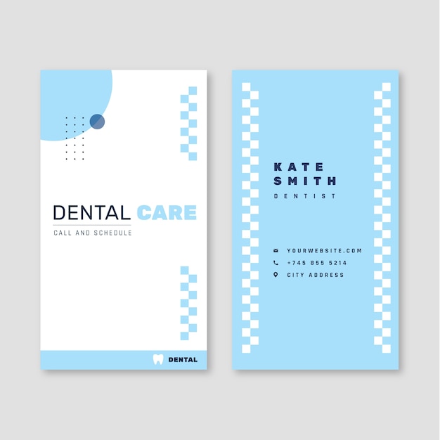 Plantilla de tarjeta de visita vertical plana para negocio de clínica dental