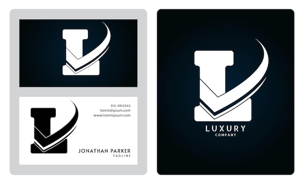 plantilla de tarjeta de visita Vip Logotipo de la letra L premium con diseño de tarjeta de presentación de lujo Identidad corporativa elegante