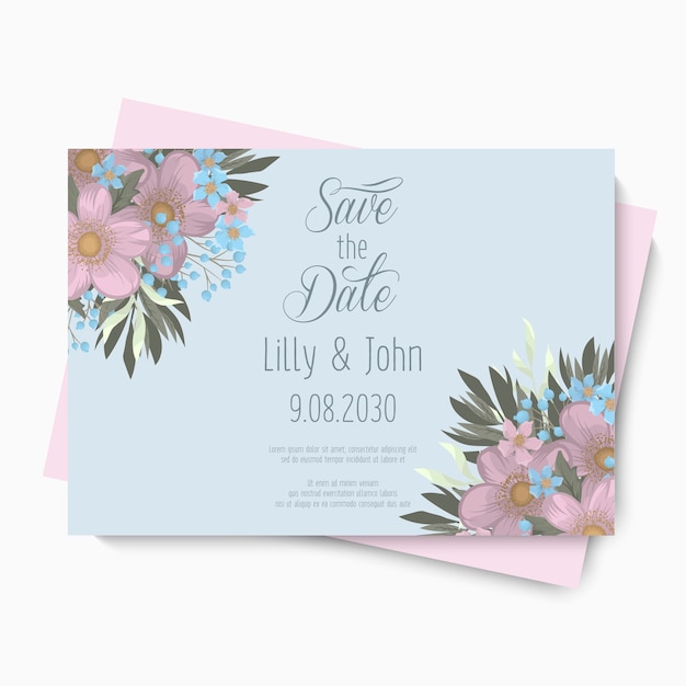 Plantilla de tarjetas de boda florales