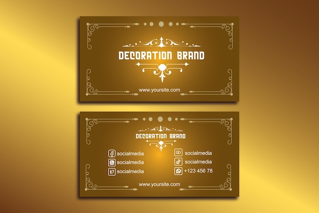 Vector plantilla de tarjetas de decoración de empresa con fondo dorado.