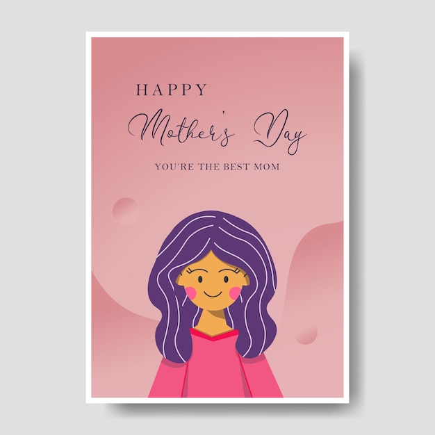 Plantilla de tarjetas de felicitación de volante de ilustración plana feliz día de la madre con fondo degradado