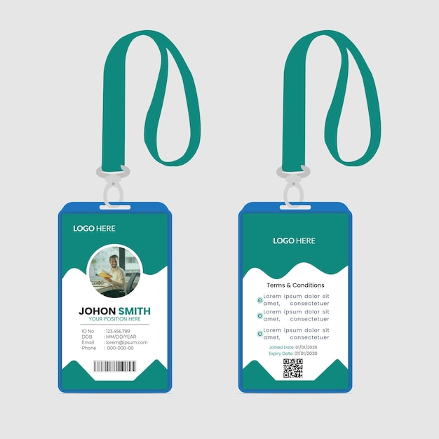 Plantilla de tarjetas de identificación abstracta con imagen
