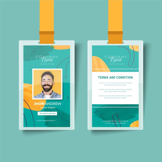 plantilla de tarjetas de identificación abstractas con foto