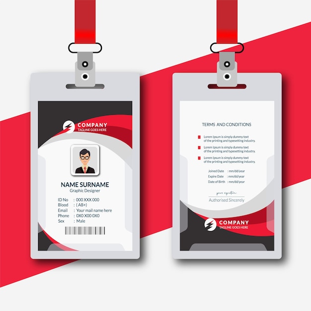 plantilla de tarjetas de identificación abstractas con foto