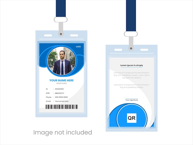 plantilla de tarjetas de identificación de estilo abstracto con foto