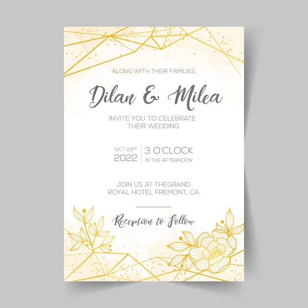 Plantilla de tarjetas de invitación de boda elegante