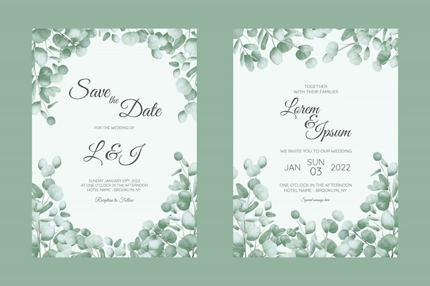 Vector plantilla de tarjetas de invitación de boda floral