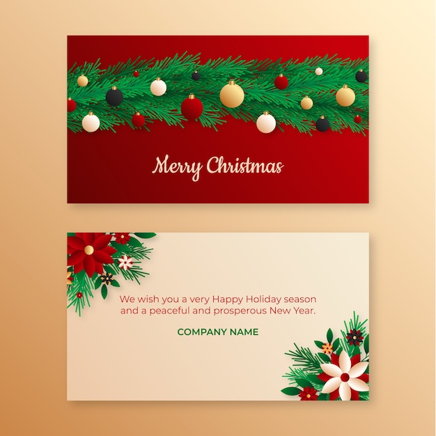 Plantilla de tarjetas de navidad de negocios con degradado