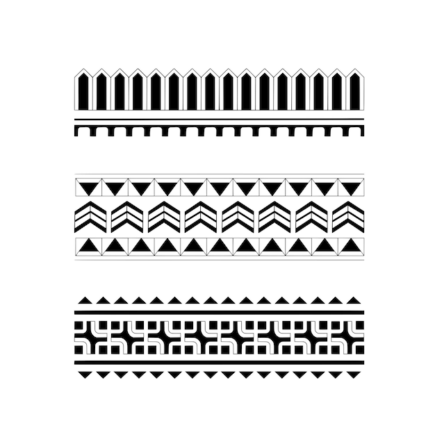 Plantilla de tatuaje de brazalete polinesio patrón samoano textura en blanco y negro ilustración vectorial