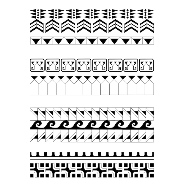 Plantilla de tatuaje de brazalete polinesio Patrón samoano Textura en blanco y negro Ilustración vectorial