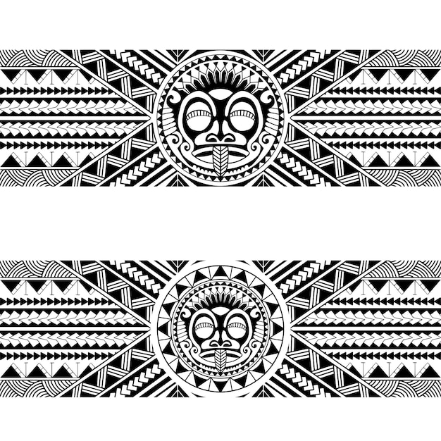 Vector plantilla de tatuaje de brazalete polinesio patrón samoano textura en blanco y negro ilustración vectorial