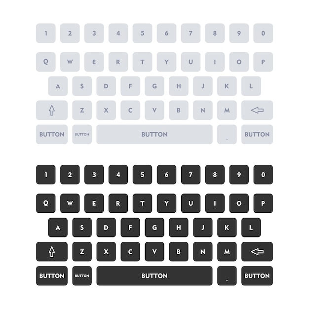 Vector plantilla de teclado en dispositivo de pantalla táctil con números y letras.
